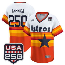 Nike Houston Astros #250 AMERICA Rainbow gold nike With 250 America Patch Jersey