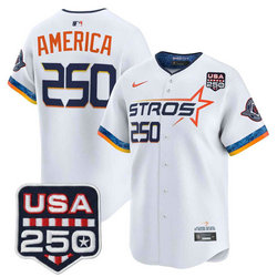 Nike Houston Astros #250 AMERICA White City With 250 America Patch Jersey
