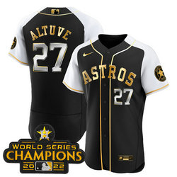 Nike Houston Astros #27 Jose Altuve 2023 Black Gold Alternate Flex Base Stitched Baseball Jersey