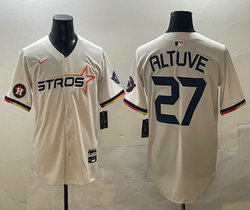 Nike Houston Astros #27 Jose Altuve Cream 3(III) Joint Stitched MLB Jersey