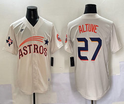 Nike Houston Astros #27 Jose Altuve Cream 5(V) Joint With Patch MLB Jersey