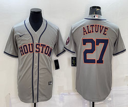 Nike Houston Astros #27 Jose Altuve Gray with logo Game Authentic Stitched MLB Jersey