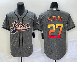 Nike Houston Astros #27 Jose Altuve Hemp grey Joint rainbow name Jersey
