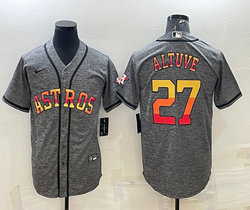 Nike Houston Astros #27 Jose Altuve Hemp grey rainbow Authentic Stitched MLB Jersey