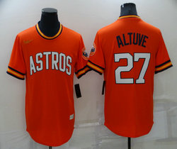 Nike Houston Astros #27 Jose Altuve Orange Pullover Throwback Game Authentic Stitched MLB Jersey
