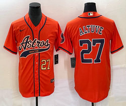 Nike Houston Astros #27 Jose Altuve Red Joint Gold #27 on front Stitched MLB Jersey