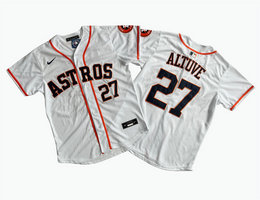 Nike Houston Astros #27 Jose Altuve White #27 front Limited Authentic Stitched MLB Jersey