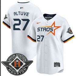 Nike Houston Astros #27 Jose Altuve White 3(III) 27 front Joint Stitched MLB Jersey