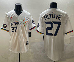 Nike Houston Astros #27 Jose Altuve White 3(III) Joint Authentic Stitched MLB Jersey