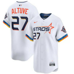 Nike Houston Astros #27 Jose Altuve White 4(IV) Joint Authentic Stitched MLB Jersey