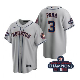 Nike Houston Astros #3 Jeremy Pena 2022 World Series Champions Gray Game Authentic Stitched MLB Jersey