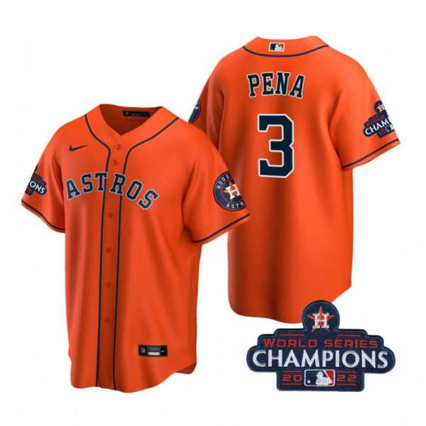 Nike Houston Astros #3 Jeremy Pena 2022 World Series Champions Orange Game Authentic Stitched MLB Jersey