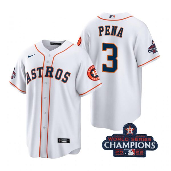 Nike Houston Astros #3 Jeremy Pena 2022 World Series Champions White Game Authentic Stitched MLB Jersey