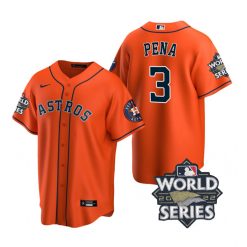 Nike Houston Astros #3 Jeremy Pena 2022 World Series Orange Game Authentic Stitched MLB Jersey
