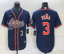Nike Houston Astros #3 Jeremy Pena Blue Joint Gold #3 on front Stitched MLB Jersey