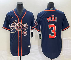 Nike Houston Astros #3 Jeremy Pena Blue Joint Team Patch on front Stitched MLB Jersey
