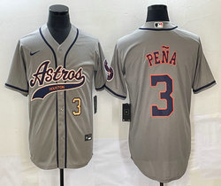 Nike Houston Astros #3 Jeremy Pena Gray Joint Gold #3 on front Stitched MLB Jersey