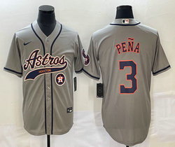 Nike Houston Astros #3 Jeremy Pena Gray Joint Team Patch on front Stitched MLB Jersey