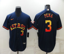 Nike Houston Astros #3 Jeremy Pena Navy Rainbow #3 in front Game Authentic Stitched MLB Jersey