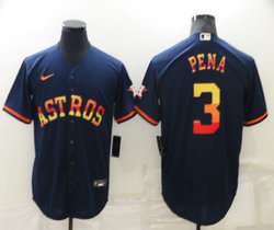 Nike Houston Astros #3 Jeremy Pena Navy Rainbow Game Authentic Stitched MLB Jersey