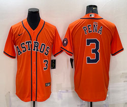 Nike Houston Astros #3 Jeremy Pena Orange 3 On front Game with patch Authentic Stitched MLB Jersey