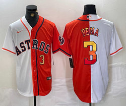 Nike Houston Astros #3 Jeremy Pena Orange White #3 front Game Authentic Stitched MLB Jersey