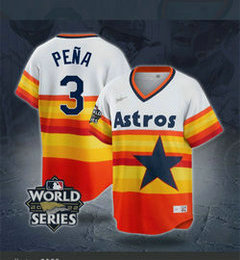 Nike Houston Astros #3 Jeremy Pena Rainbow Pullover Gold Nike 2022 World Series Authentic Stitched MLB Jersey