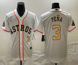 Nike Houston Astros #3 Jeremy Pena White #3 in front Champions Game Authentic Stitched MLB Jersey