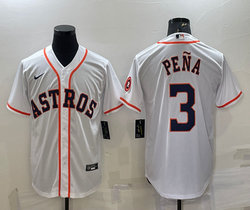 Nike Houston Astros #3 Jeremy Pena White Game With Patch Authentic Stitched MLB Jersey