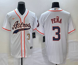 Nike Houston Astros #3 Jeremy Pena White Joint Gold #3 on front Stitched MLB Jersey