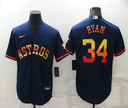 Nike Houston Astros #34 Nolan Ryan Navy Rainbow Game Authentic Stitched MLB Jersey