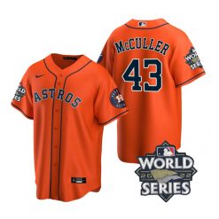 Nike Houston Astros #43 Lance Mccullers 2022 World Series Orange Game Authentic Stitched MLB Jersey