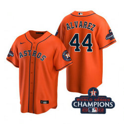 Nike Houston Astros #44 Yordan Alvarez 2022 World Series Champions Orange Game Authentic Stitched MLB Jersey