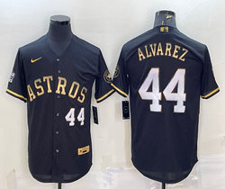 Nike Houston Astros #44 Yordan Alvarez Black Gold champion Authentic Stitched MLB Jersey
