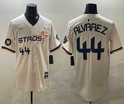 Nike Houston Astros #44 Yordan Alvarez Cream 3(III) 44 front Joint Stitched MLB Jersey
