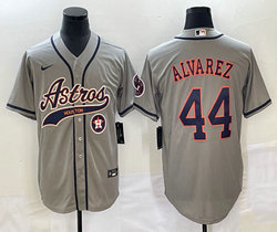Nike Houston Astros #44 Yordan Alvarez Gray Joint Team Patch on front Stitched MLB Jersey