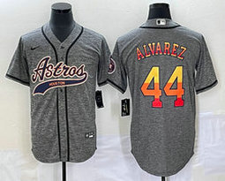 Nike Houston Astros #44 Yordan Alvarez Hemp grey Joint rainbow name Stitched MLB Jersey