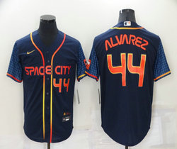 Nike Houston Astros #44 Yordan Alvarez Navy 2022 City 44 in front Game Authentic Stitched MLB Jersey
