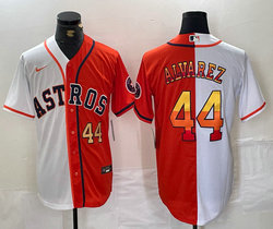 Nike Houston Astros #44 Yordan Alvarez Orange White 44 front tGame Authentic Stitched MLB Jersey