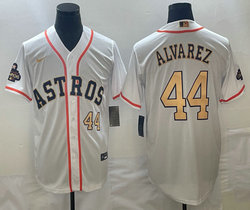 Nike Houston Astros #44 Yordan Alvarez White #44 in front Champions Game Authentic Stitched MLB Jersey