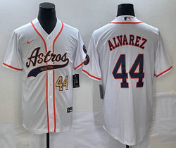 Nike Houston Astros #44 Yordan Alvarez White Joint Gold #44 on front Stitched MLB Jersey