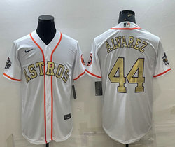 Nike Houston Astros #44 Yordan Alvarez White gold number Champions Game Authentic Stitched MLB Jersey