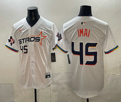 Nike Houston Astros #45 Tatsuya Imai White 2025 City Connect With Texas Patch Jersey