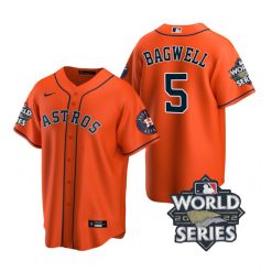 Nike Houston Astros #5 Jeff Bagwell 2022 World Series Orange Game Authentic Stitched MLB Jersey
