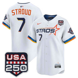 Nike Houston Astros #7 C.J. Stroud White City With 250 America Patch Jersey