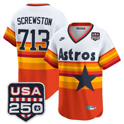 Nike Houston Astros #713 SCREWSTON Rainbow gold nike With 250 America Patch Jersey