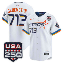Nike Houston Astros #713 SCREWSTON White City With 250 America Patch Jersey