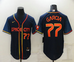 Nike Houston Astros #77 Luis Garcia Navy 2022 City 77 in front Game Authentic Stitched MLB Jersey