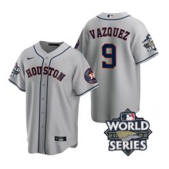Nike Houston Astros #9 Christian Vazquez 2022 World Series Gray Game Authentic Stitched MLB Jersey