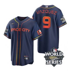 Nike Houston Astros #9 Christian Vazquez 2022 World Series Navy City Game Authentic Stitched MLB Jersey
